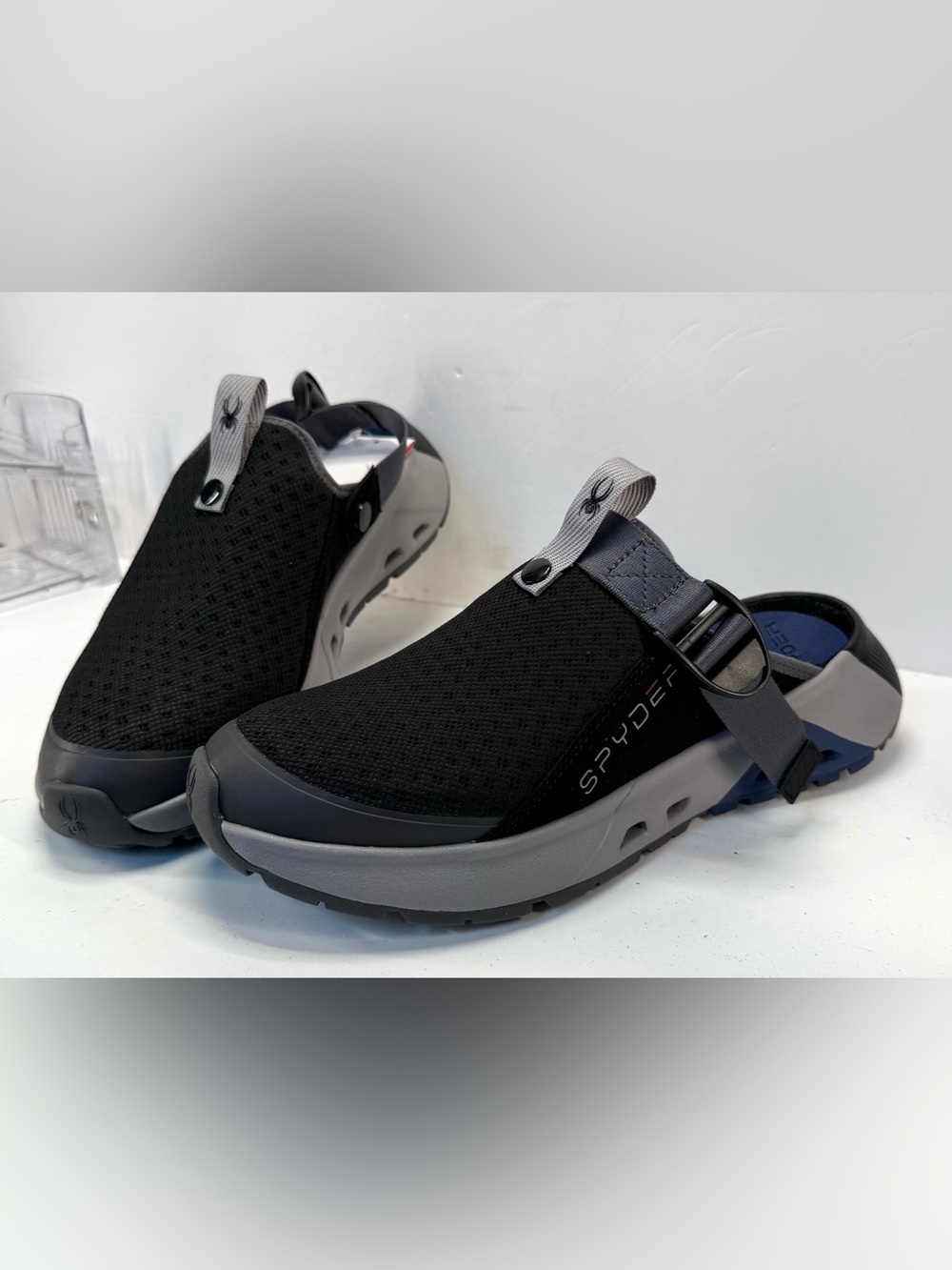 NWT Spyder Ranger Men’s Black & Gray Mesh Slip-On water Sandals w/ Heel Strap 10